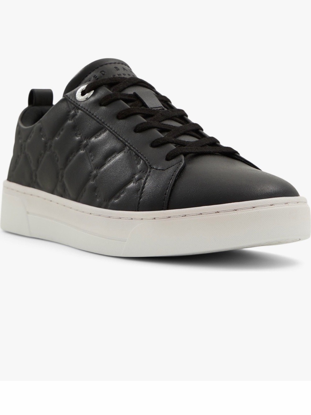 Ted Baker London Black Quilted Leather Low-Top Sneakers with White Platform